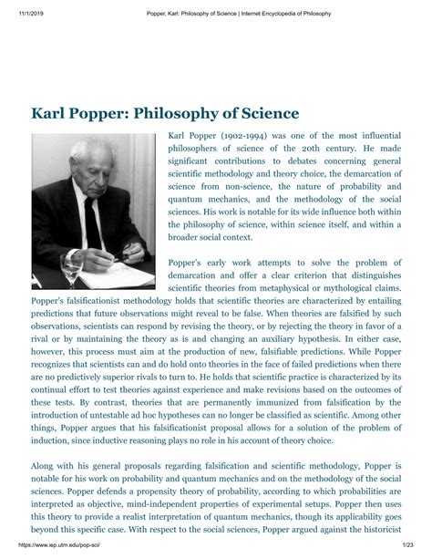 (PDF) Karl Popper: Philosophy of Science