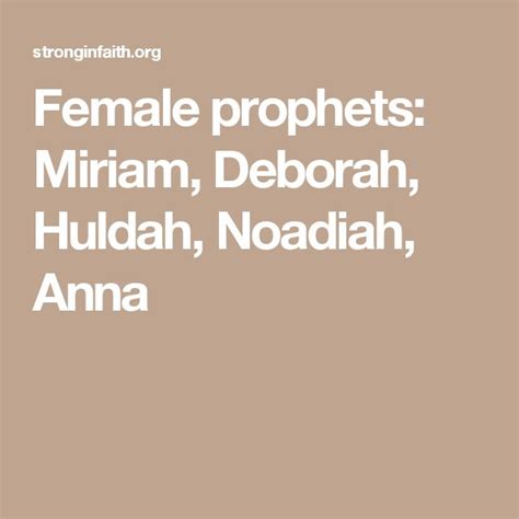 Female prophets: Miriam, Deborah, Huldah, Noadiah, Anna | Girl bible study, Girls bible, Healthy ...