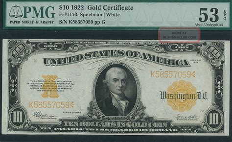 1922 10 Gold Certificate