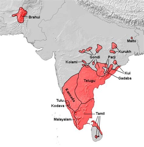 Area where Dravidian languages are spoken BishkekRocks - Base map ...