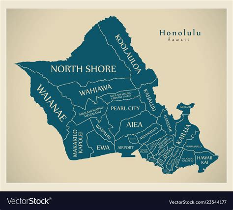 Modern city map - honolulu hawaii of the usa Vector Image