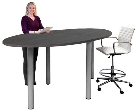 Oval Standing Height Conference Tables in 5 Colors - 8' Length- See ...