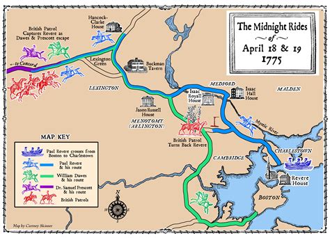 Paul Revere Midnight Ride Map