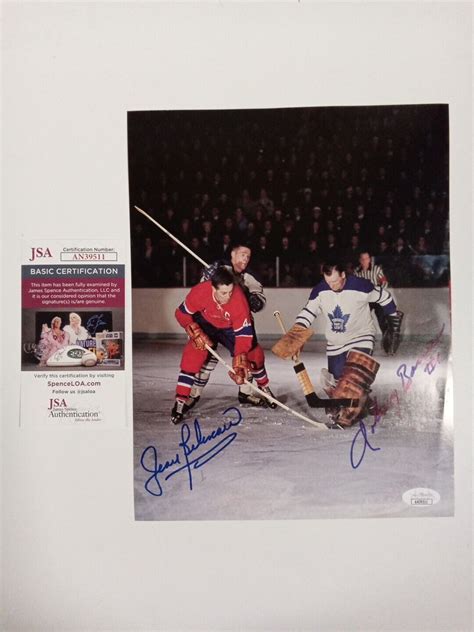 Johnny Bower Autographed Signed & Jean Beliveau Autograph Magazine Page JSA