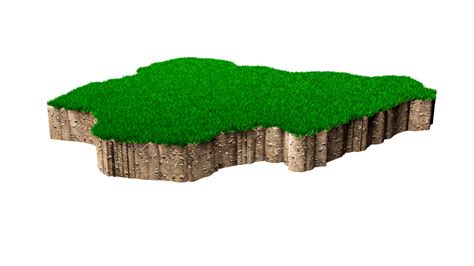 Nigeria Map soil land geology cross section with green grass and Rock ground texture 3d ...
