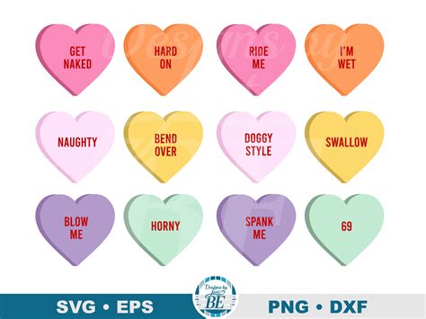 Adult Candy Heart Sayings SVG Adult Candy Heart Conversations SVG Adult Heart Candies SVG ...