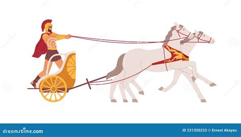 Chariot Racing. Roman Gladiator In Wheel Cart Riding Horses. Ancient ...