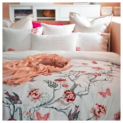 JÄTTELILJA duvet cover and pillowcase(s), white/floral patterned, Twin ...