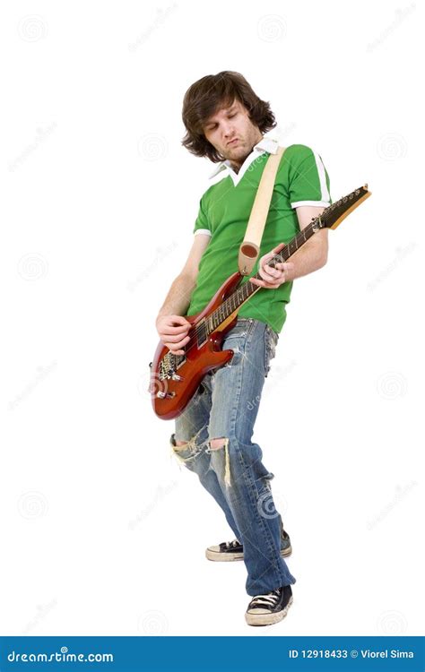 Rockstar with a guitar stock image. Image of expression - 12918433