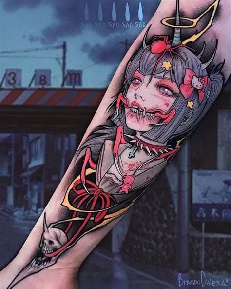 Cute but gore anime tattoo | Anime tattoos, Sleeve tattoos, Cool tattoos