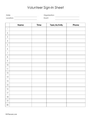 Sign Up Sheet | Sign In Sheet | Instant Download | Many Layouts