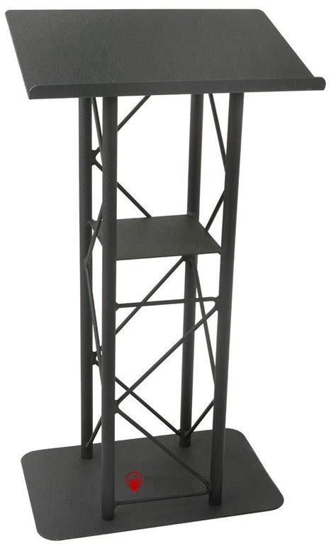 Metal Truss Lectern, Podium 4 Post Straight. Black – Podiums Direct