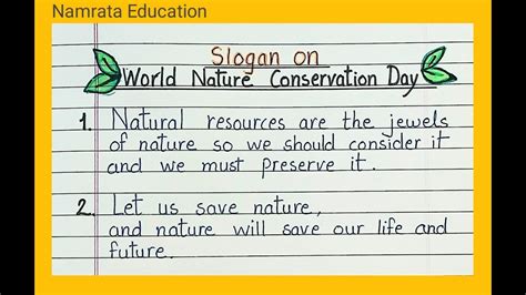 10 best slogan on World Nature Conservation Day in English/Slogan ...