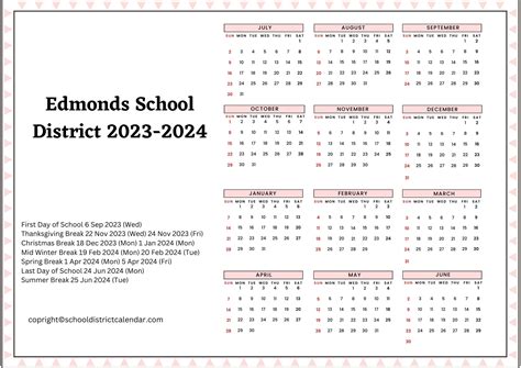 Edmonds School District Calendar Holidays 2023-2024