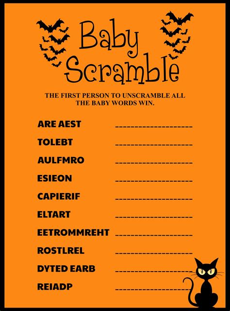 Free Printable Halloween Baby Shower Games