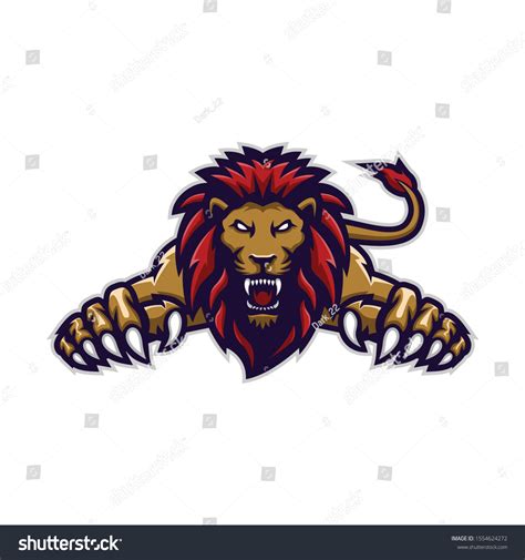 Lion Logo Jumping Sharp Claws Vector Stock Vector (Royalty Free ...