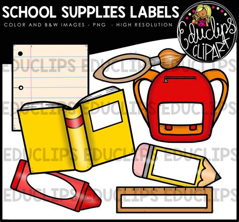 School supplies labels - Welcome to Educlips Store