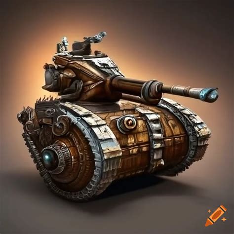 Artistic representation of a futuristic steampunk tank on Craiyon