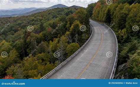 Aerial View of Linn Cove Viaduct on the Blue Ridge Parkway Stock Photo ...