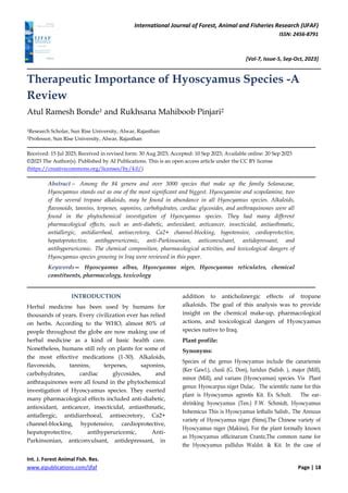 Therapeutic Importance of Hyoscyamus Species -A Review | PDF