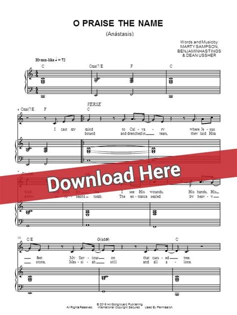 Hillsong - O Praise the Name Sheet Music, Piano Notes, Chords