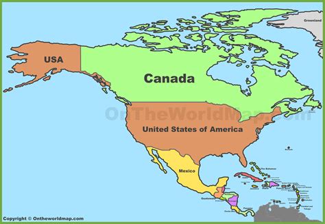 Political map of North America with countries - Ontheworldmap.com