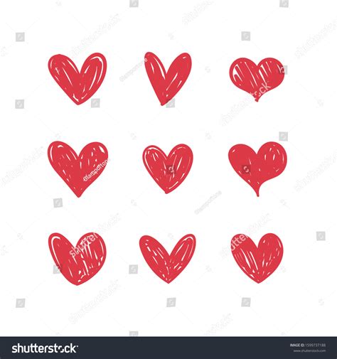 Heart Doodles Collection Set Hand Drawn Stock Vector (Royalty Free ...