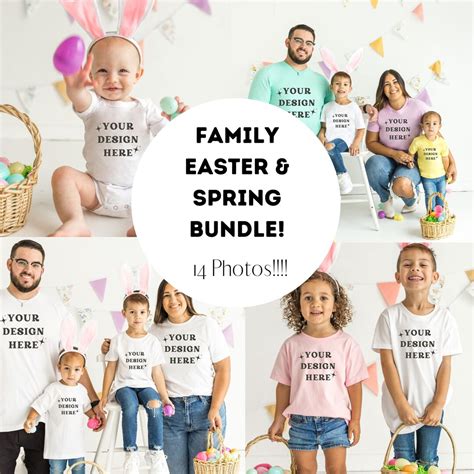 Mockup Bundle Family Mockup Easter Mockup Spring Mockup White Bella Canvas 3001 Group Shirt ...