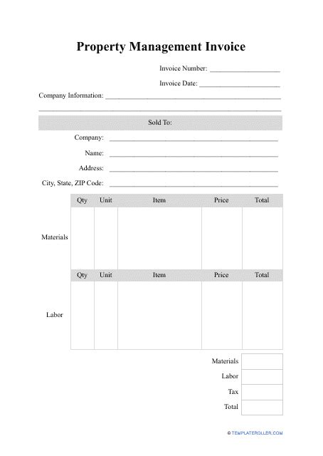 Property Management Invoice Template - Fill Out, Sign Online and Download PDF | Templateroller