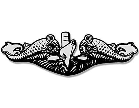 American Vinyl Black & Silver Submarine Warfare Dolphins Shaped Sticker (Navy Logo Insignia sub ...