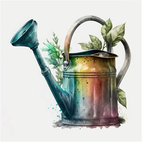 Premium Photo | Watercolor illustration of a garden watering