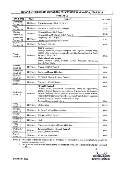 CISCE Date Sheet 2024: ICSE 10th, ISC 12th Exam Timetable OUT At Cisce ...