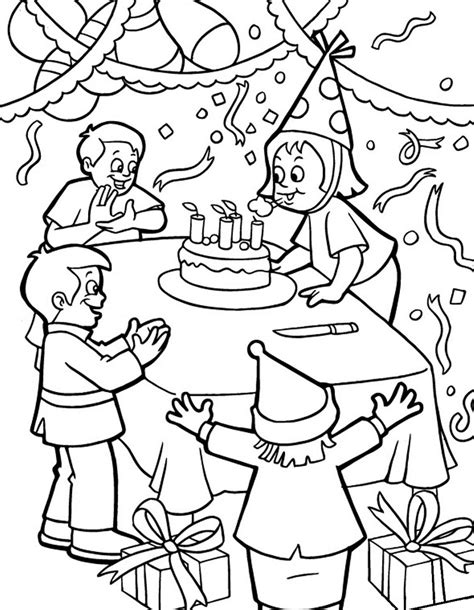 Birthday Party Coloring Page - Free Printable Coloring Pages for Kids