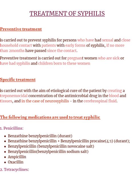 Treatment of Syphilis | PDF | Penicillin | Pregnancy