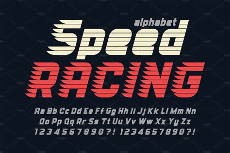 Racing display font design, alphabet | Pre-Designed Vector Graphics ~ Creative Market