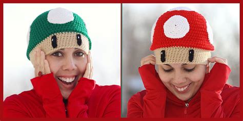 Crochet Tutorial: 1-UP & Power Up Mushroom Hat from Super Mario Bros. | Crochet hat pattern ...