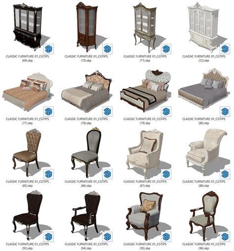 7244. Free Sketchup Classic Furniture Model Download