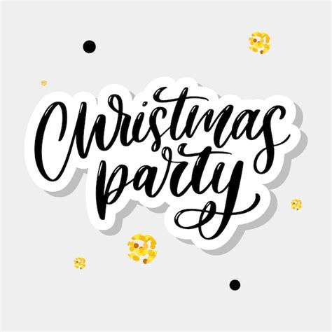 Premium Vector | Christmas party hand written lettering, sparkling ...