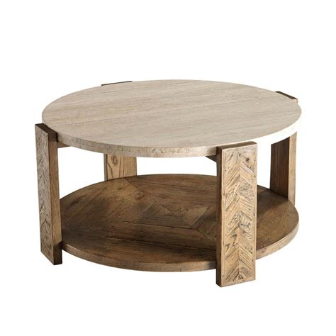 Rustic Round Travertine Top Coffee Table at 1stDibs