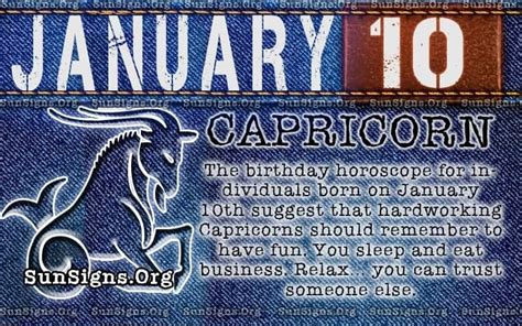 January 10 Zodiac Horoscope Birthday Personality | SunSigns.Org