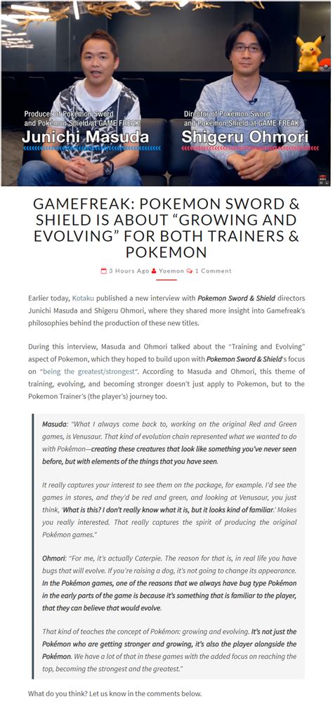 GameFreak: Pokemon Sword & Shield is about "Growing and Evolving" for ...