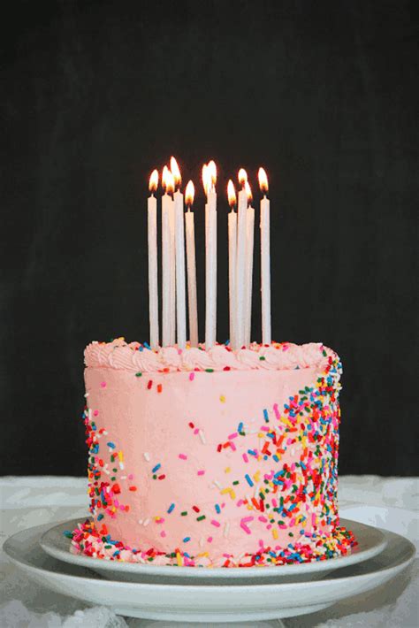 Make a gif of a cake with the flaming candles malted milk cake Mini ...