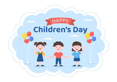 Happy Children's Day Celebration With Boys and Girls Playing in Cartoon Characters Background ...