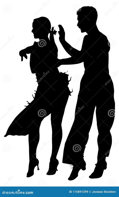 Two Elegance Tango Dancers Silhouette. Stock Illustration - Illustration of exercise, ballroom ...