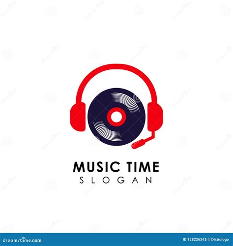 Music Logo Design With Headphone And Vinyl Illustration. Dj Logo Design ...