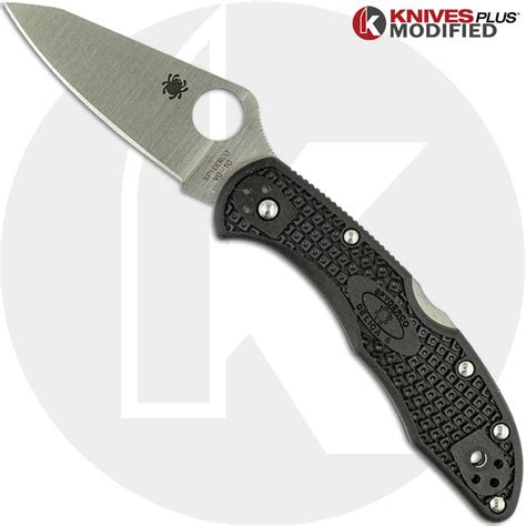 MODIFIED Spyderco Delica 4 - Regrind - Black Handle