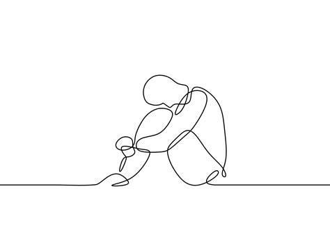 Continuous line drawing of sad man 3276179 Vector Art at Vecteezy