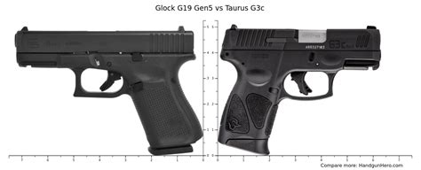 Glock G19 Gen5 vs Taurus G3c size comparison | Handgun Hero