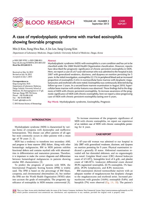 (PDF) A case of myelodysplastic syndrome with marked eosinophilia ...