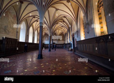 Interior in greatest Gothic castle in Europe - Malbork. Teutonic castle. World Heritage List ...